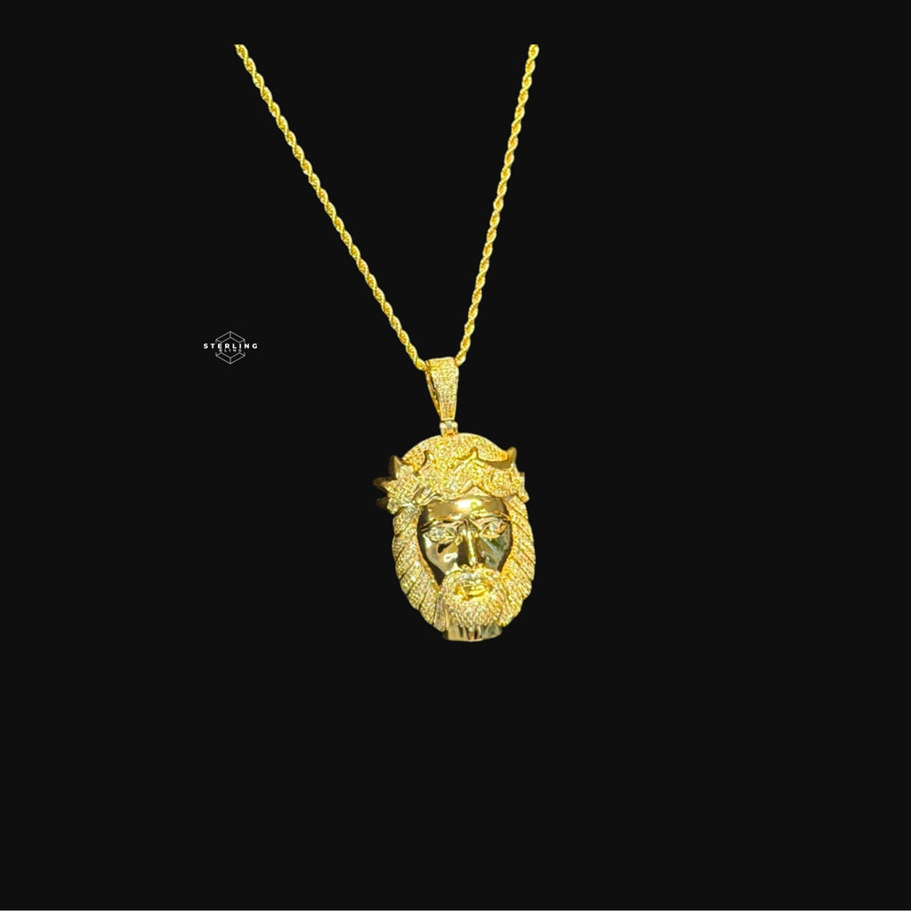 Gold Jesus Pendant Iced Out 14k Gold Plated