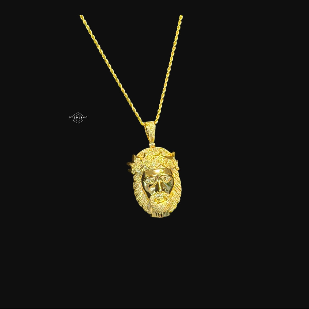 Gold Jesus Pendant Iced Out 14k Gold Plated