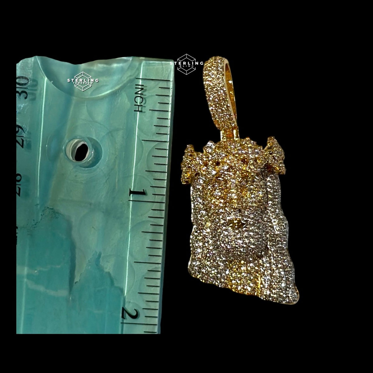 Gold Iced Out Jesus Thorns Pendant 14k Gold Plated + AntiTarnish Rope Chain