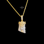 Gold Iced Out Jesus Thorns Pendant 14k Gold Plated + AntiTarnish Rope Chain