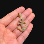 Gold Anchor Iced Out Pendant - 14k Gold Plated CZ