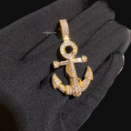 Gold Anchor Iced Out Pendant - 14k Gold Plated CZ