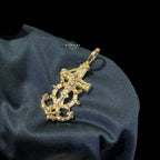 14K Gold Plated Anchor Jesus Cross Pendant, Mens Religious Nautical Necklace, Gold Crucifix Anchor Pendant, Christian Hip Hop Jewelry