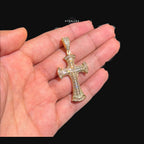 Gold Baguette Iced Cross Pendant -14k Gold Plated CZ