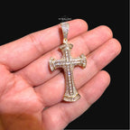 Gold Baguette Iced Cross Pendant -14k Gold Plated CZ