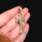 Gold Baguette Iced Cross Pendant -14k Gold Plated CZ