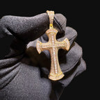 Gold Baguette Iced Cross Pendant -14k Gold Plated CZ