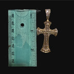 Gold Baguette Iced Cross Pendant -14k Gold Plated CZ