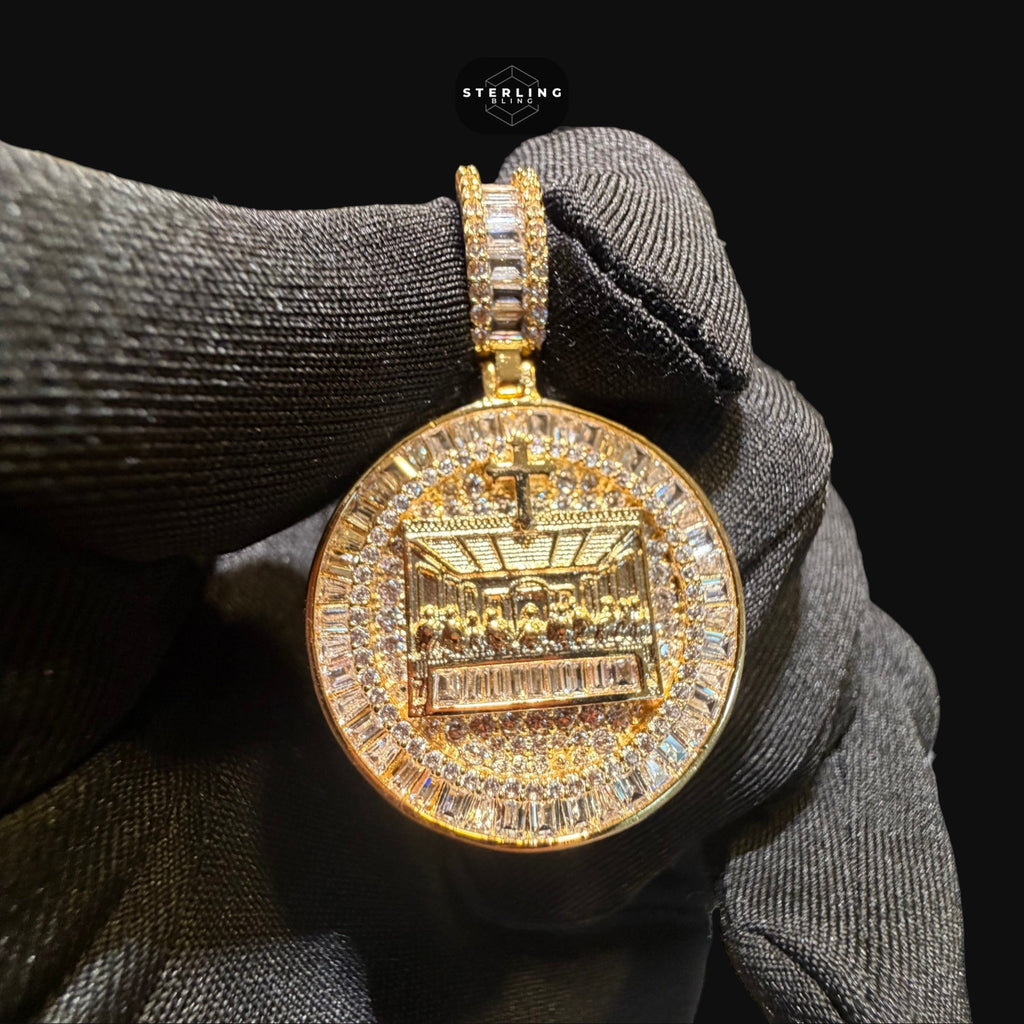 Gold Baguette Iced Out Last Supper Pendant