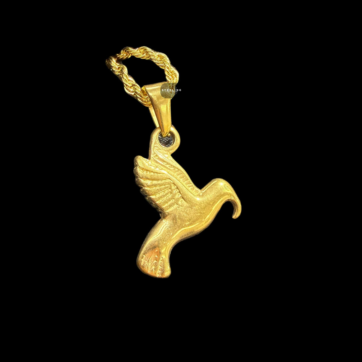 Gold Dove Pendant Necklace, Stainless Steel Necklace for Men Women, Bird Charm Pendant, 14K Gold Bonded Waterproof Necklace, Gift for Him Her
