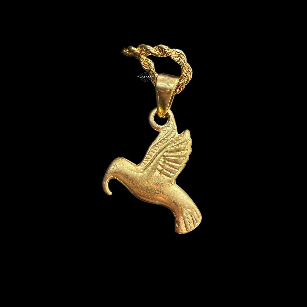 Gold Dove Pendant Necklace, Stainless Steel Necklace for Men Women, Bird Charm Pendant, 14K Gold Bonded Waterproof Necklace, Gift for Him Her