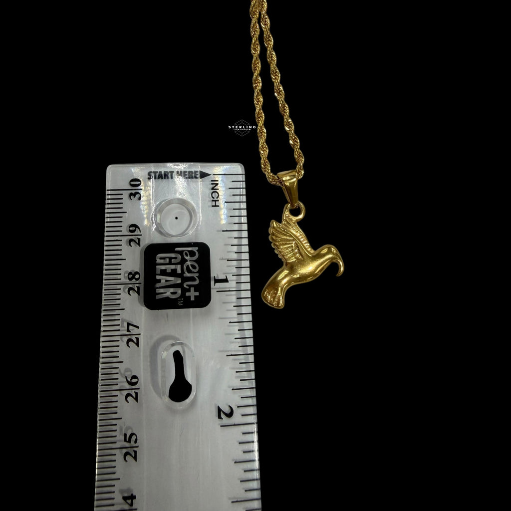 Gold Dove Pendant Necklace, Stainless Steel Necklace for Men Women, Bird Charm Pendant, 14K Gold Bonded Waterproof Necklace, Gift for Him Her
