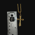 Gold Flare Cross Pendant Necklace, Stainless Steel Necklace for Men, Religious Christian Pendant, 14K Gold Bonded Waterproof Necklace, Gift for Him