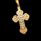 Gold Iced Out Cross Pendant, 14K Gold Plated Baguette
