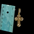 Gold Iced Out Cross Pendant, 14K Gold Plated Baguette