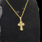 Gold Iced Out Cross Pendant, 14K Gold Plated Baguette