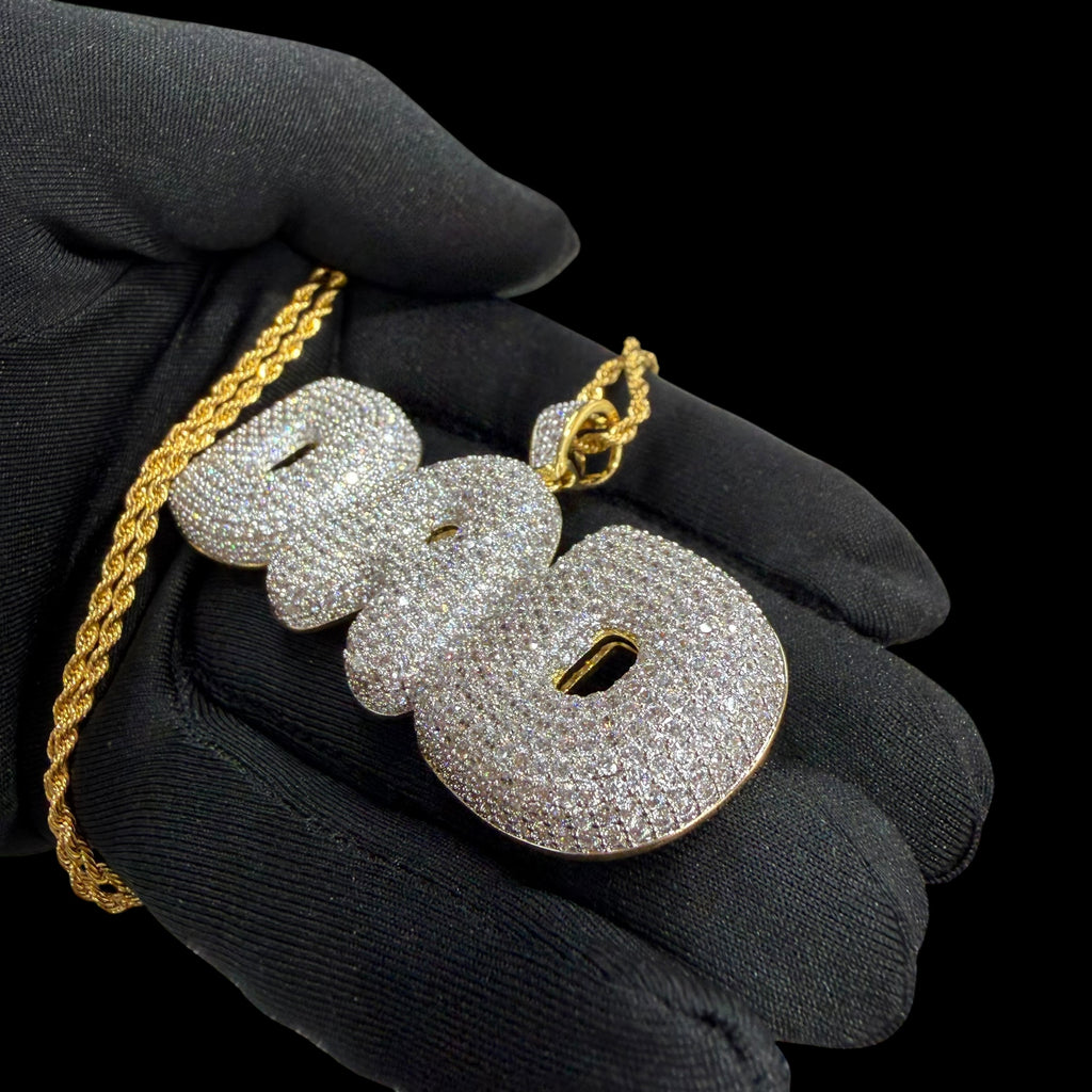 Iced Out DAD Pendant, 14K Gold Plated CZ Dad Necklace, Father’s Day Gift for Him, Hip Hop Jewelry with Rope Chain