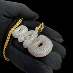 Iced Out DAD Pendant, 14K Gold Plated CZ Dad Necklace, Father’s Day Gift for Him, Hip Hop Jewelry with Rope Chain