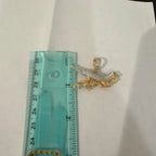 Gold Iced Out Dinosaur Pendant, Green Eye CZ Diamond Necklace, Solid 925 Sterling Silver Hip Hop Jewelry, 22 Inch Rope Chain