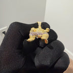 Gold Iced Out Muscular Fighter Pendant, Solid 925 Sterling Silver VVS Simulated CZ Diamond Necklace, Purple CZ Hip Hop Jewelry, 22 Inch Rope Chain