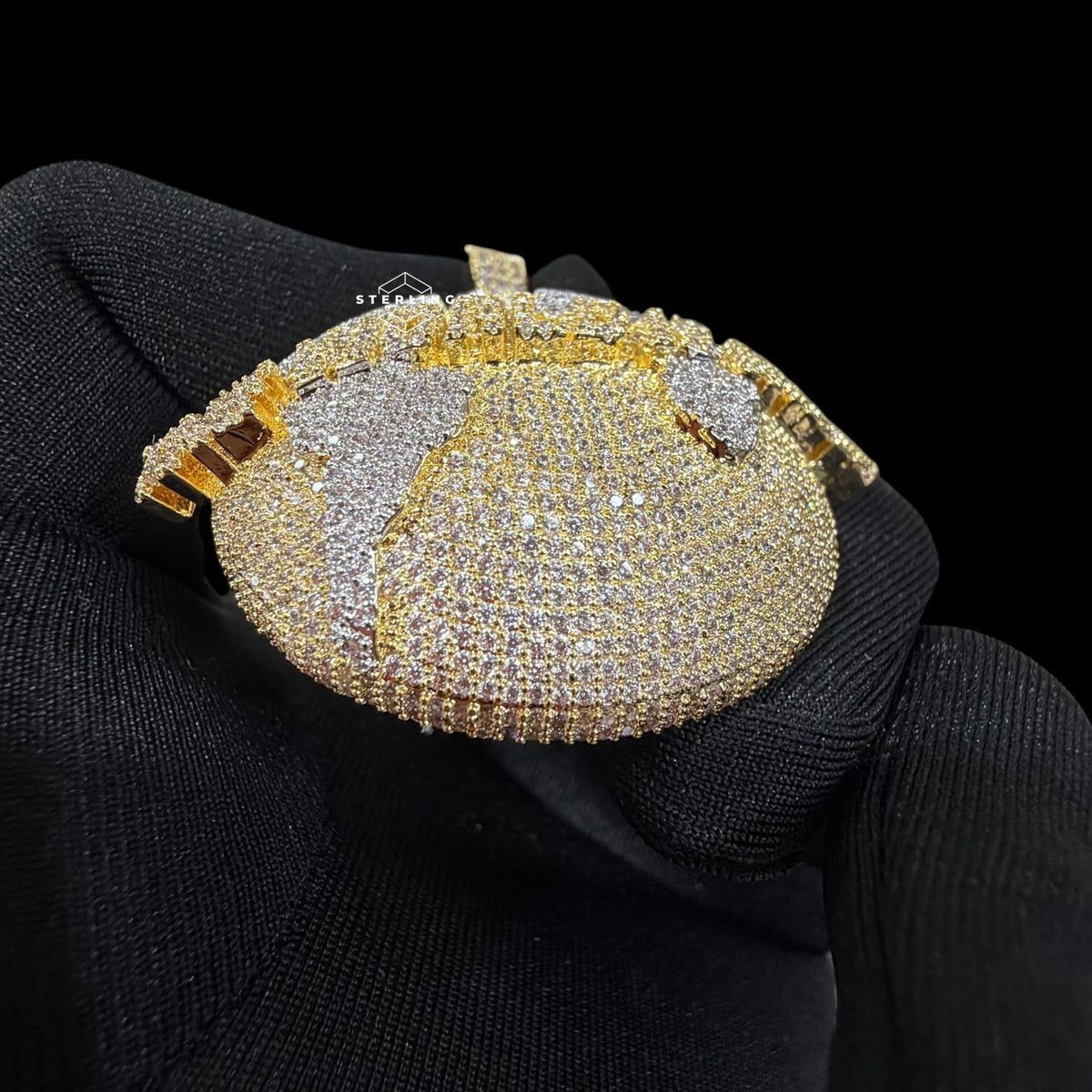 14K Gold Plated Iced Out The World Is Mine Pendant | CZ World Map Globe Hip Hop Necklace