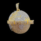 14K Gold Plated Iced Out The World Is Mine Pendant | CZ World Map Globe Hip Hop Necklace
