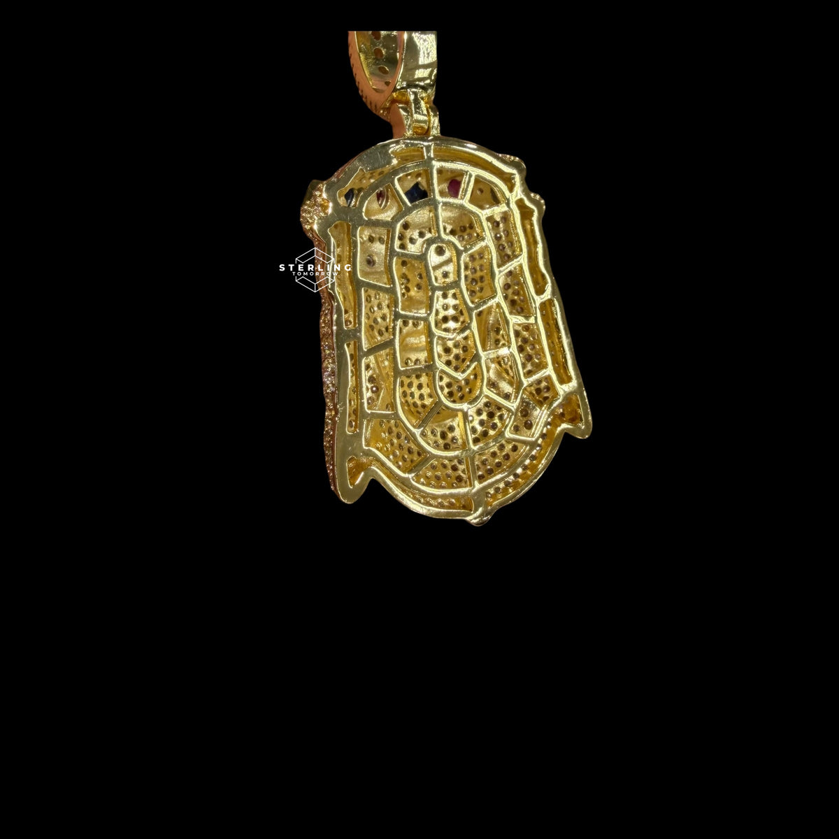 Gold Iced Out Jesus Pendant, Colorful Crown CZ Diamond Jesus Face Necklace