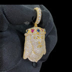 Gold Iced Out Jesus Pendant, Colorful Crown CZ Diamond Jesus Face Necklace