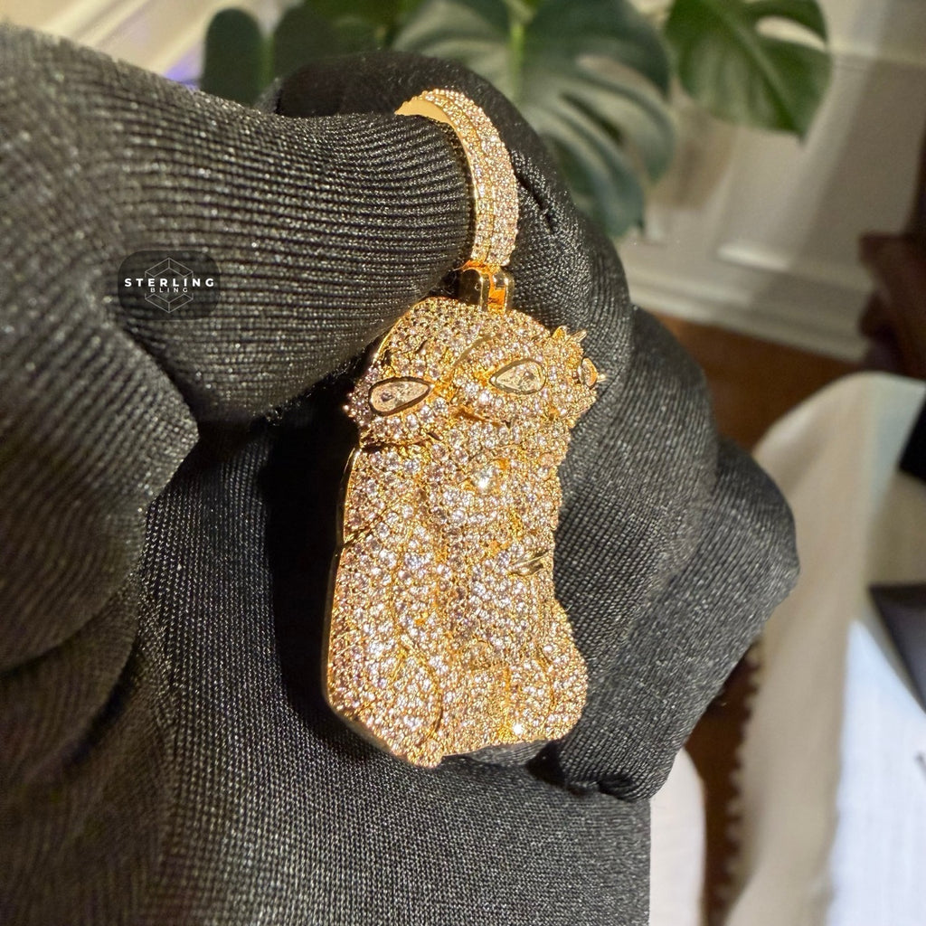 Gold Iced Out Jesus Pendant