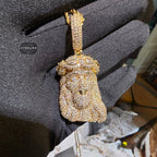 Gold Iced Out Jesus Pendant