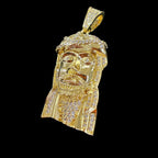 Gold Iced Out Jesus Pendant, 14K Gold Plated CZ Diamond Jesus Face Necklace, Mens Christian Hip Hop Jewelry, Religious Pendant