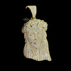 14K Gold Plated Iced Out Jesus Pendant | CZ Diamond Crown of Thorns Jesus Piece | Hip Hop Necklace
