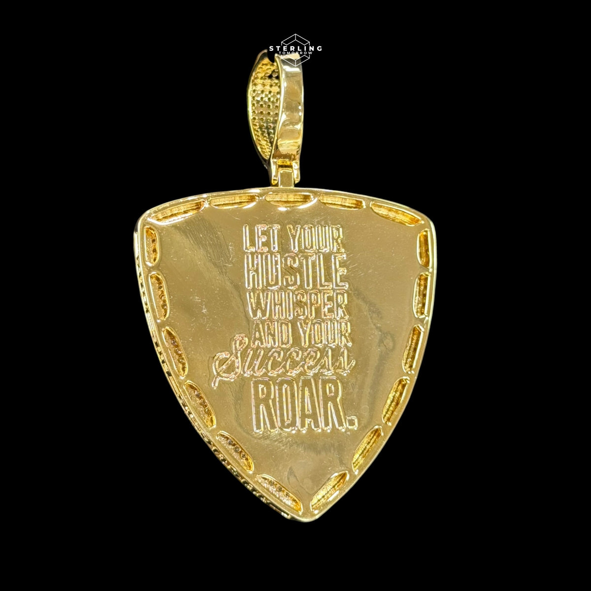 Gold KING Lion Shield Pendant