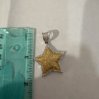 Gold Iced Out Star Pendant, Solid 925 Sterling Silver VVS Simulated CZ Diamond Necklace, Hip Hop Jewelry, 22 Inch Rope Chain