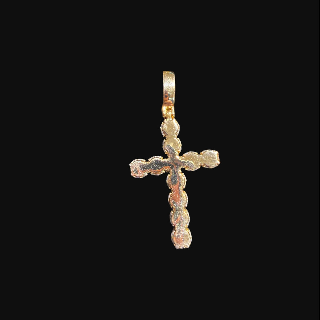 Moissanite Gold Iced Sides Cross Pendant