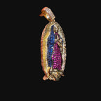 Small Gold Virgin Mary Purple and Blue CZ Pendant