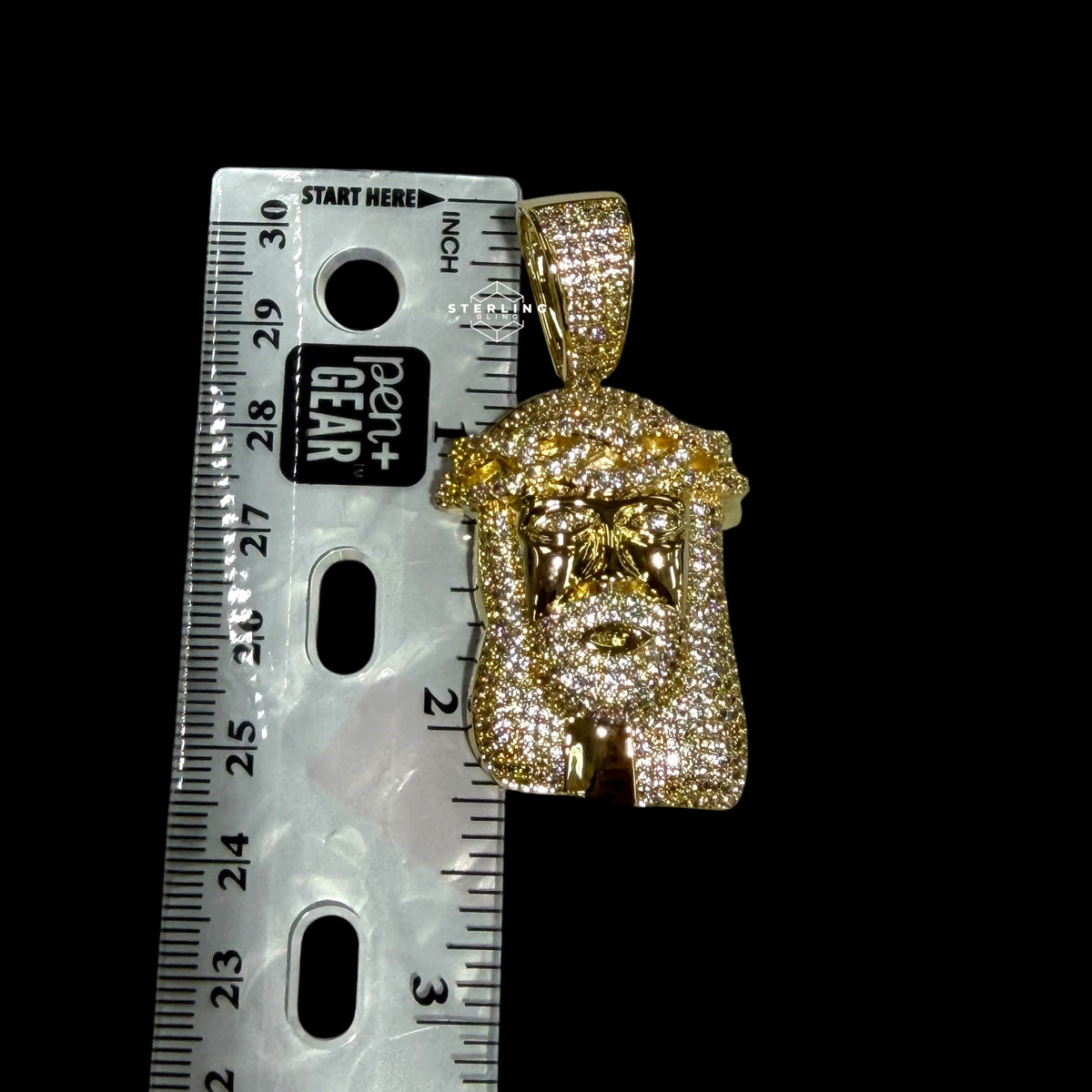 Gold Iced Out Jesus Pendant, 14K Gold Plated CZ Diamond Jesus Face Necklace, Crown of Thorns Christian Hip Hop Jewelry for Men