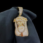 Gold Iced Out Jesus Pendant, 14K Gold Plated CZ Diamond Jesus Face Necklace, Crown of Thorns Christian Hip Hop Jewelry for Men