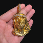 Gold Jesus Iced Crown Pendant