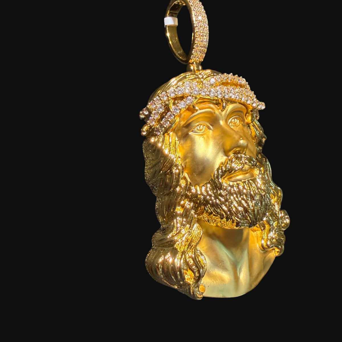 Gold Jesus Iced Crown Pendant