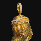 Gold Jesus Iced Crown Pendant