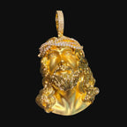 Gold Jesus Iced Crown Pendant