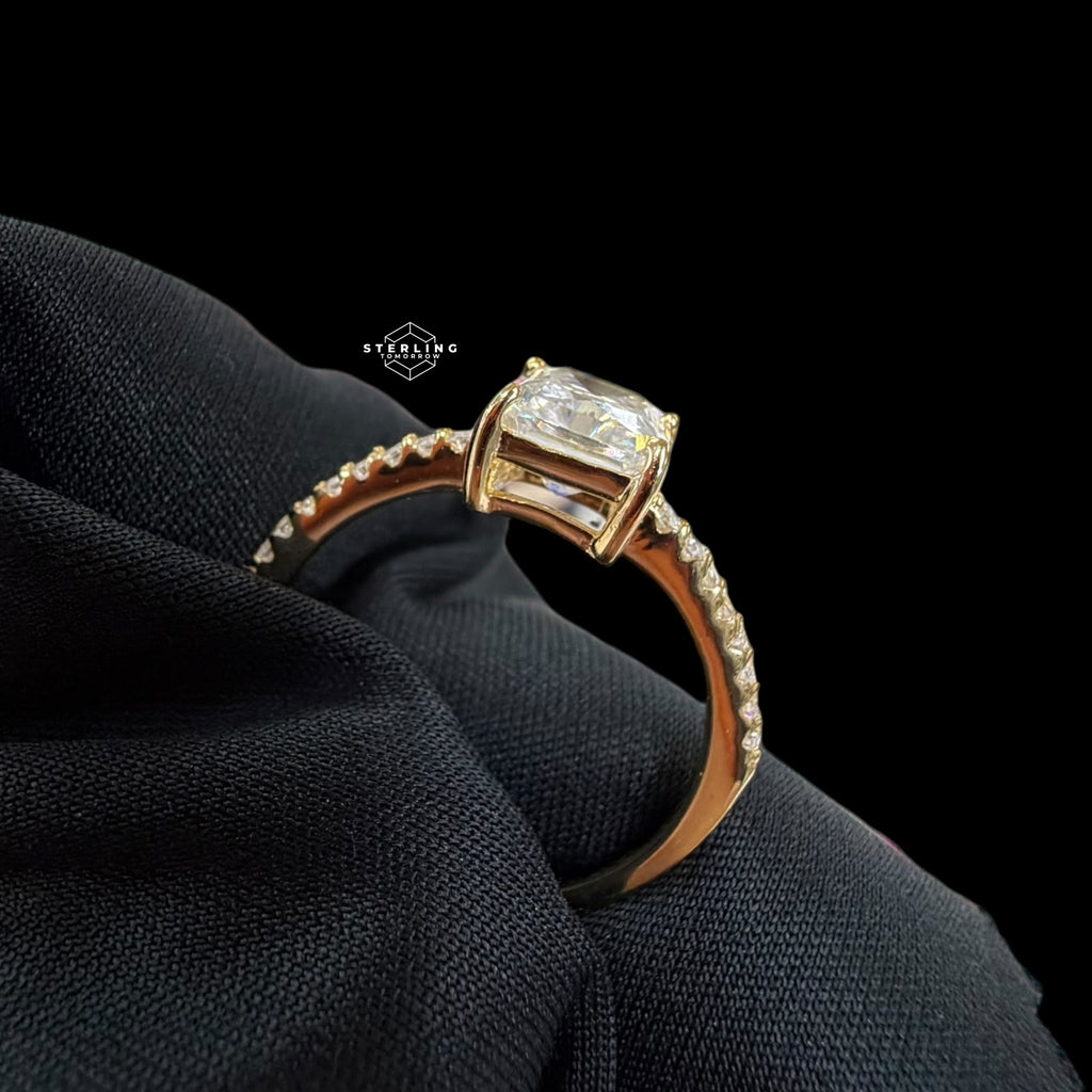 2.5 CTW Radiant Cut Moissanite Engagement Ring 14k Gold over 925 Sterling Silver