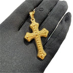 Gold Nugget Cross Pendant Necklace, Stainless Steel Necklace for Men, Religious Christian Pendant, 14K Gold Bonded Waterproof Necklace, Gift for Him
