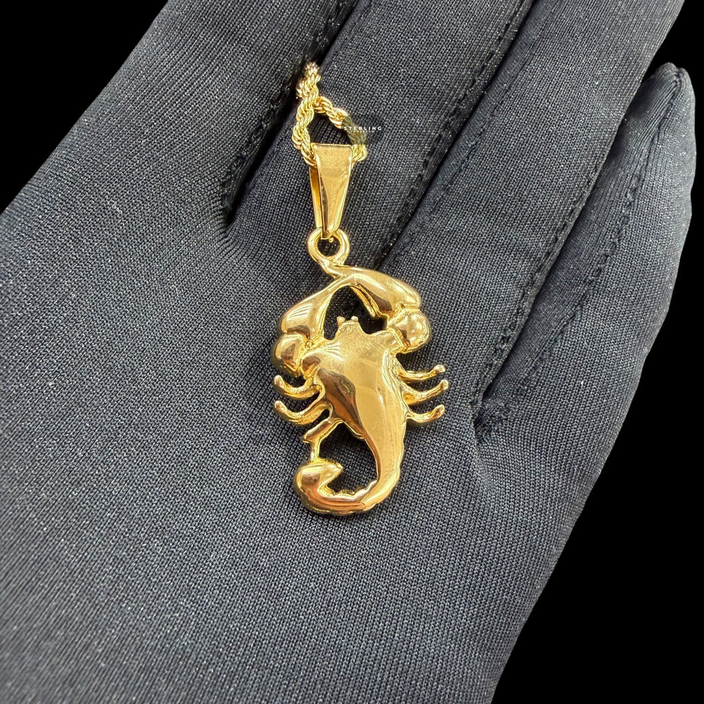 Gold Scorpion Pendant Necklace, Stainless Steel Necklace for Men, Scorpion Charm Pendant, 14K Gold Bonded Waterproof Necklace, Gift for Him