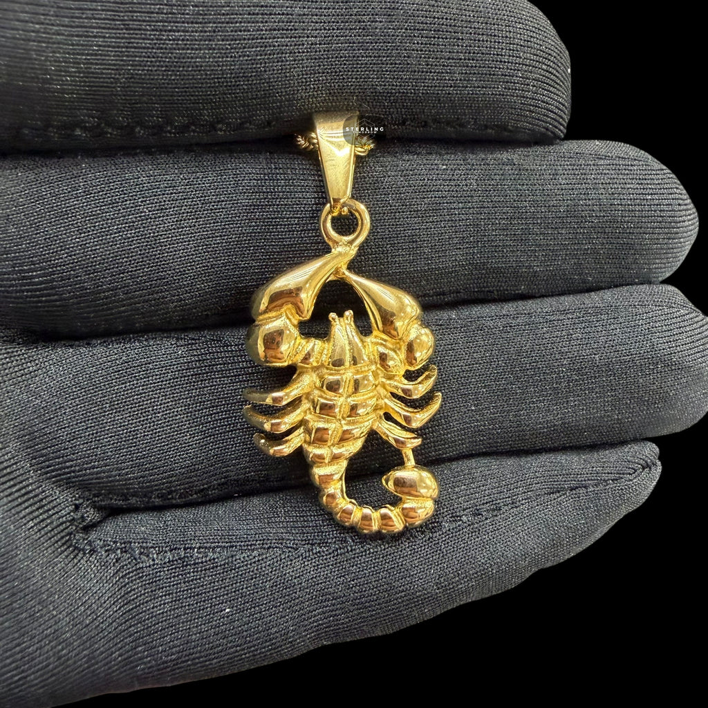 Gold Scorpion Pendant Necklace, Stainless Steel Necklace for Men, Scorpion Charm Pendant, 14K Gold Bonded Waterproof Necklace, Gift for Him