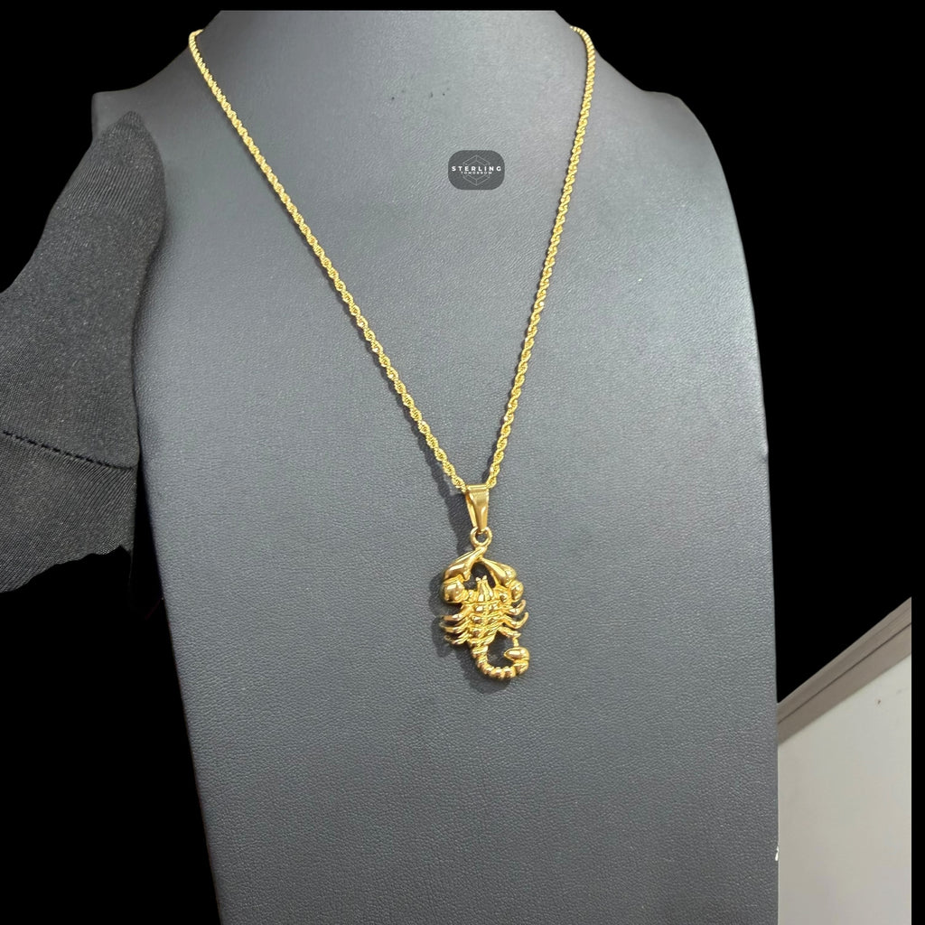 Gold Scorpion Pendant Necklace, Stainless Steel Necklace for Men, Scorpion Charm Pendant, 14K Gold Bonded Waterproof Necklace, Gift for Him