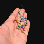 Multicolor Iced Out Cross Pendant - 14k Gold Plated