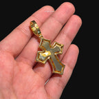 Multicolor Iced Out Cross Pendant - 14k Gold Plated