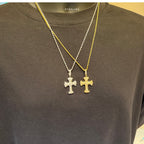 Iced Out Gothic Flared Cross Pendant 14k Gold Plated CZ